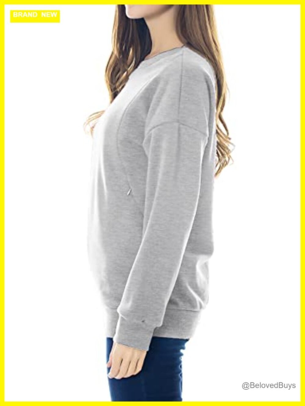 Fleece Maternity Nursing Sweatshirt Long Sleeve Breastfeeding Zip - Picture 3 of 5